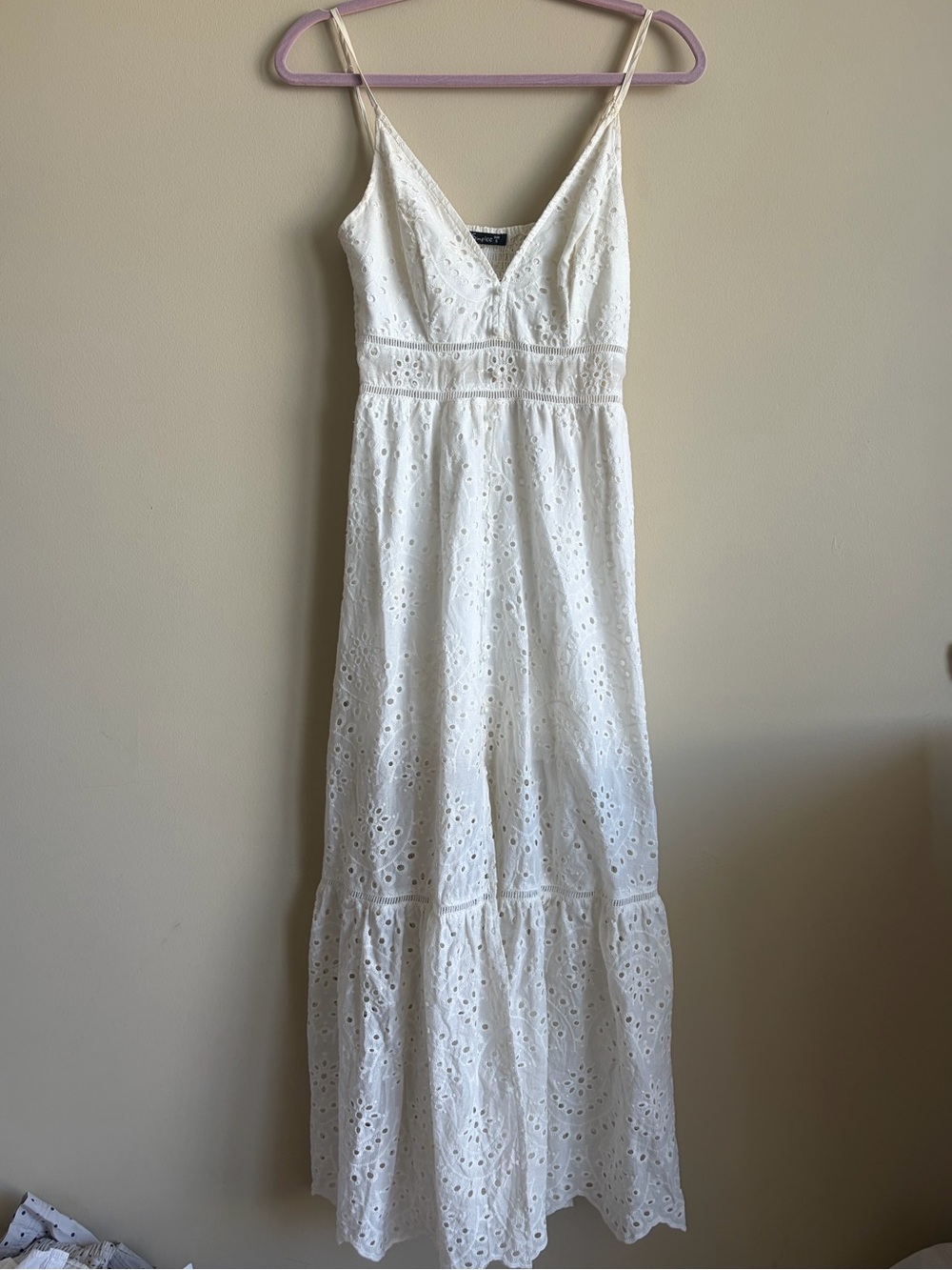 Simplee Apparel White Eyelet V-Neck Maxi Dress